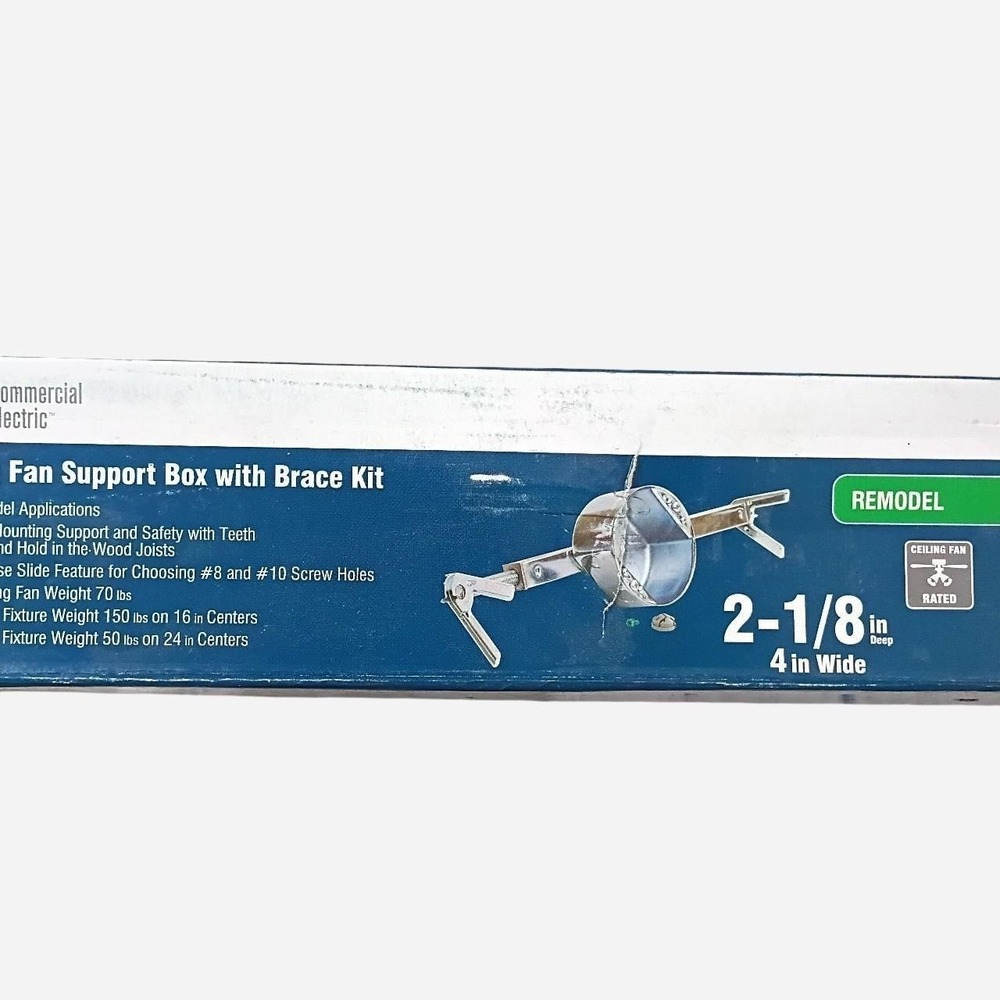 Commercial Electric Ceiling Fan Support Box With Brace Kit Max Weight 70 Lbs NIB